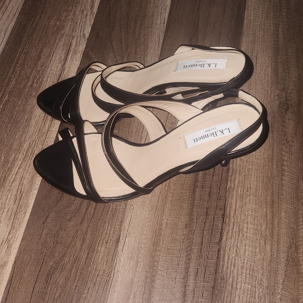 LK Bennett Addie Black Single Sole Mid Heel Sandal Size 38 - Picture 4 of 8